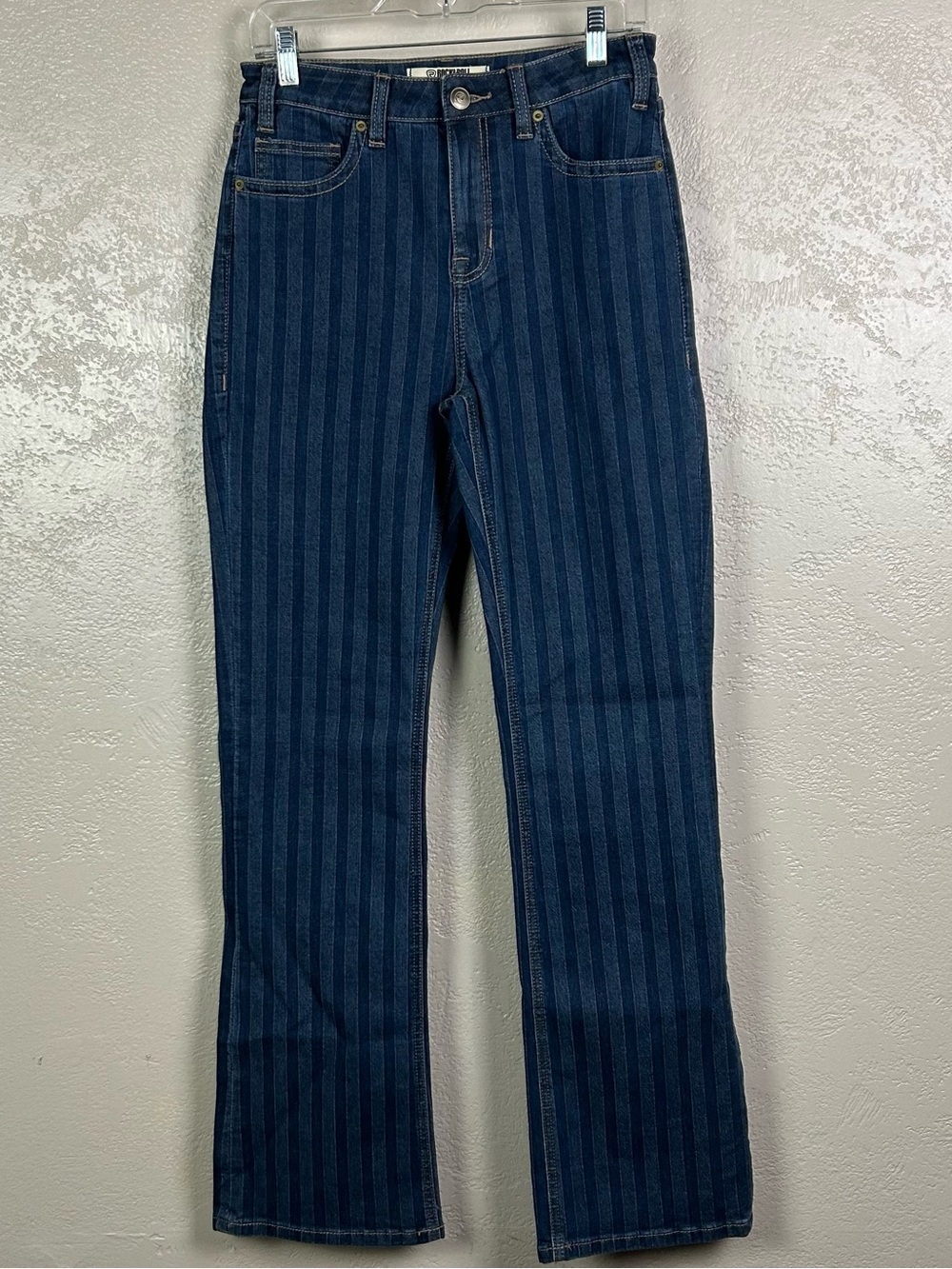 Rock & Roll Cowgirl Dark Blue Striped Boot Cut Jeans